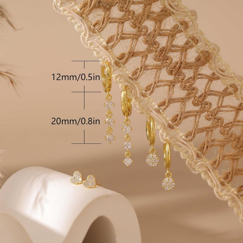SELFROSE Store Gold Dangle Earrings for Women,Prom Jewelry Dainty Earring 14K Gold Plated Drop Earrings for Women Trendy Hypoallergenic CZ Dangling Earring - Image 3